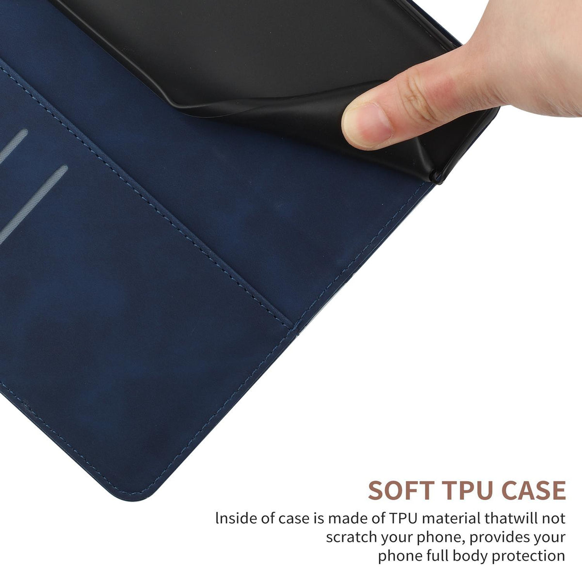 Compatible with iPhone 18 Pro Max & 17 Pro Max Stitching Embossed Leather Phone Case - Blue