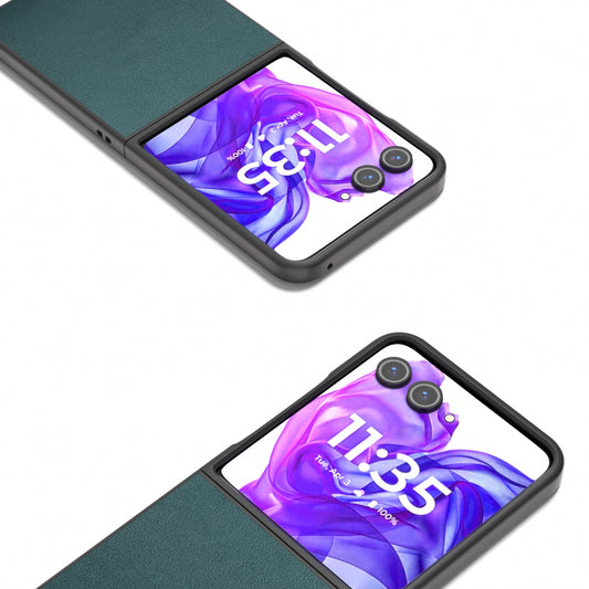 For Motorola Razr 50 Ultra ABEEL Genuine Leather Luolai Series Phone Case(Dark Green)