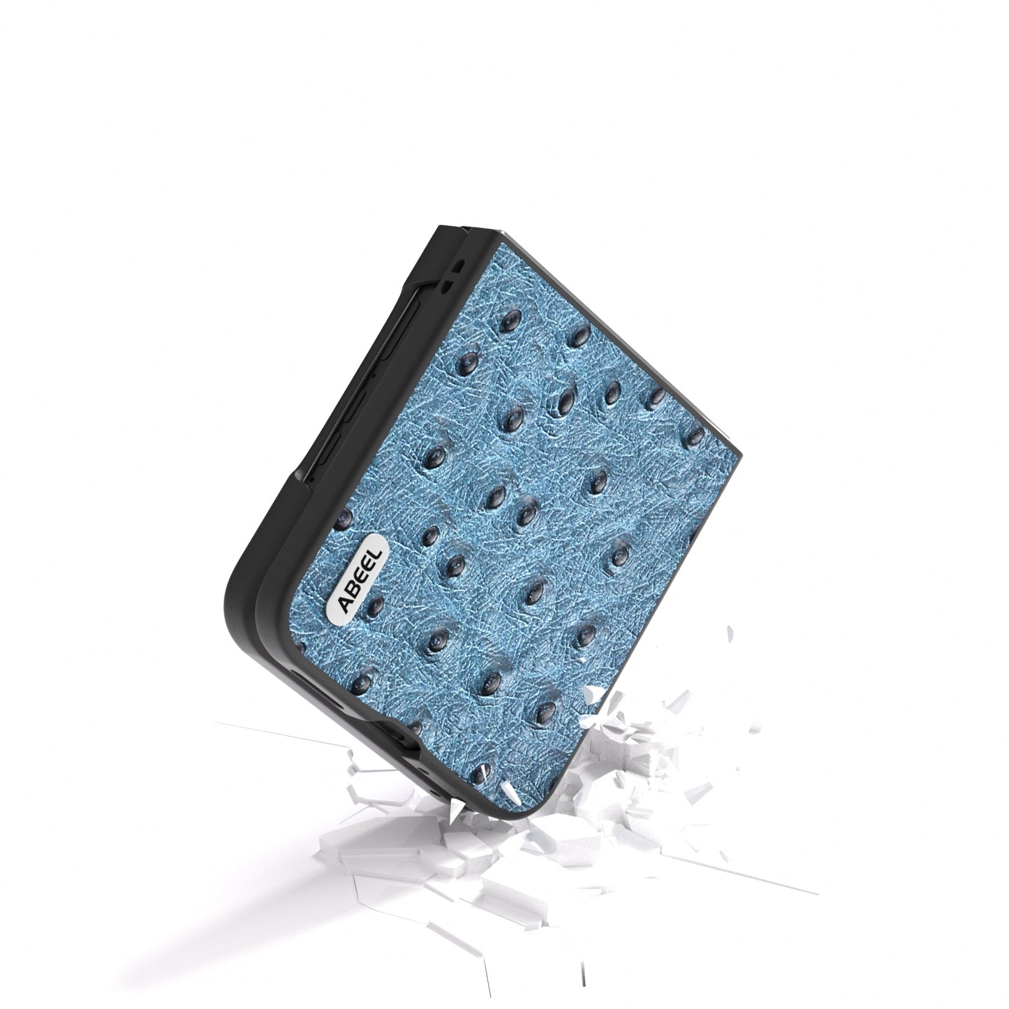 For Motorola Razr 50 Ultra ABEEL Genuine Leather Ostrich Texture Phone Case(Blue)