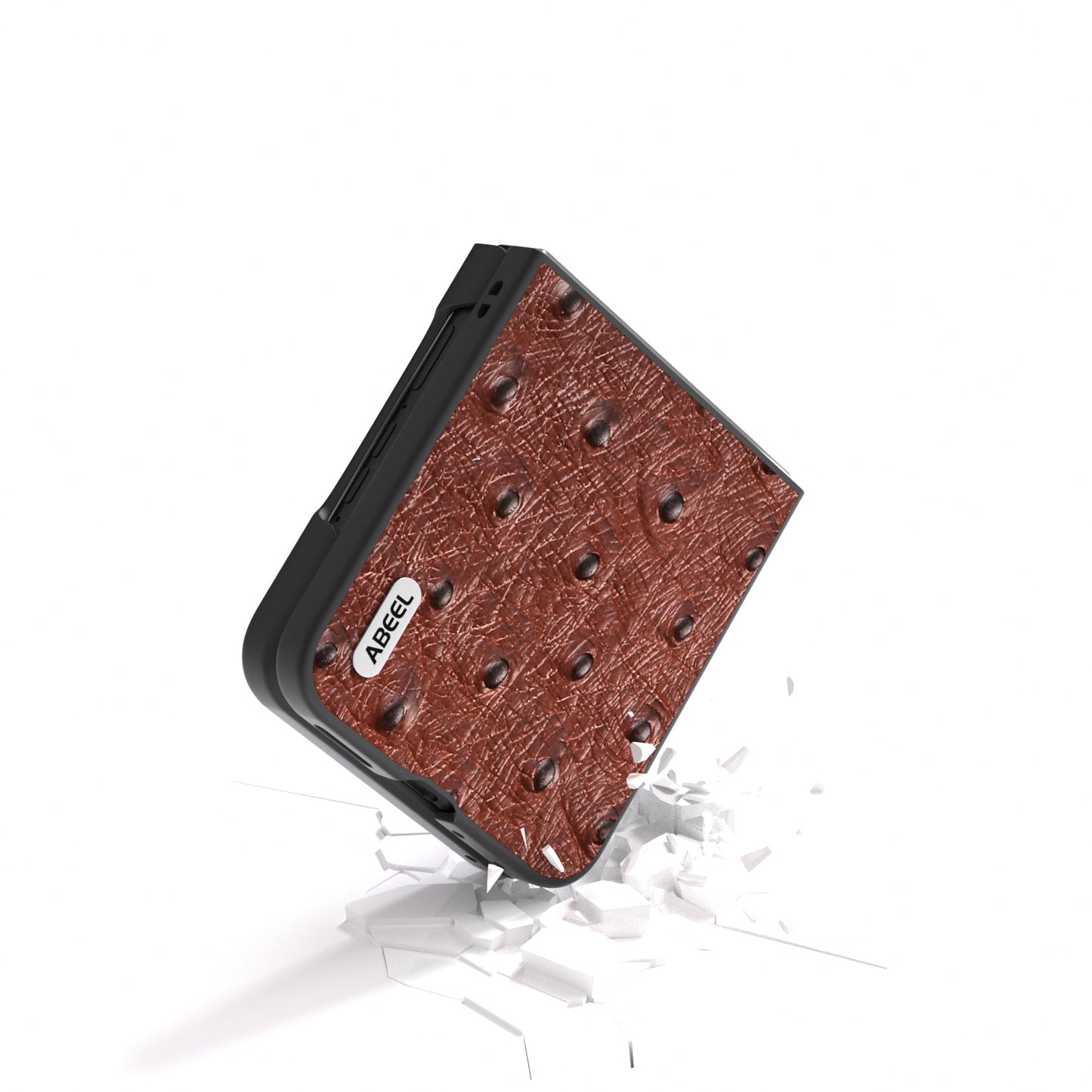 For Motorola Razr 50 Ultra ABEEL Genuine Leather Ostrich Texture Phone Case(Coffee)