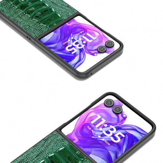 For Motorola Razr 50 Ultra ABEEL Genuine Leather Weilai Series Phone Case(Green)
