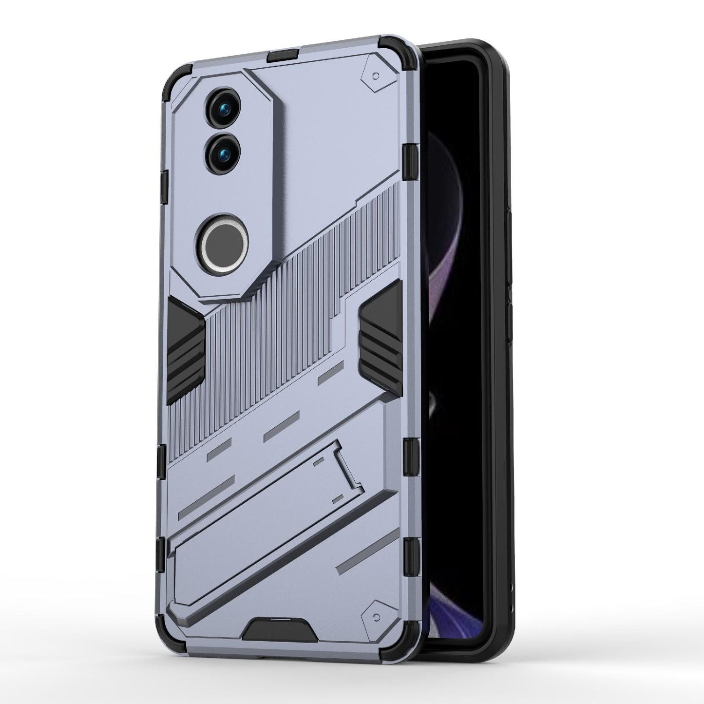 For vivo V50 5G Global Punk Armor 2 in 1 PC + TPU Phone Case with Holder(Grey)