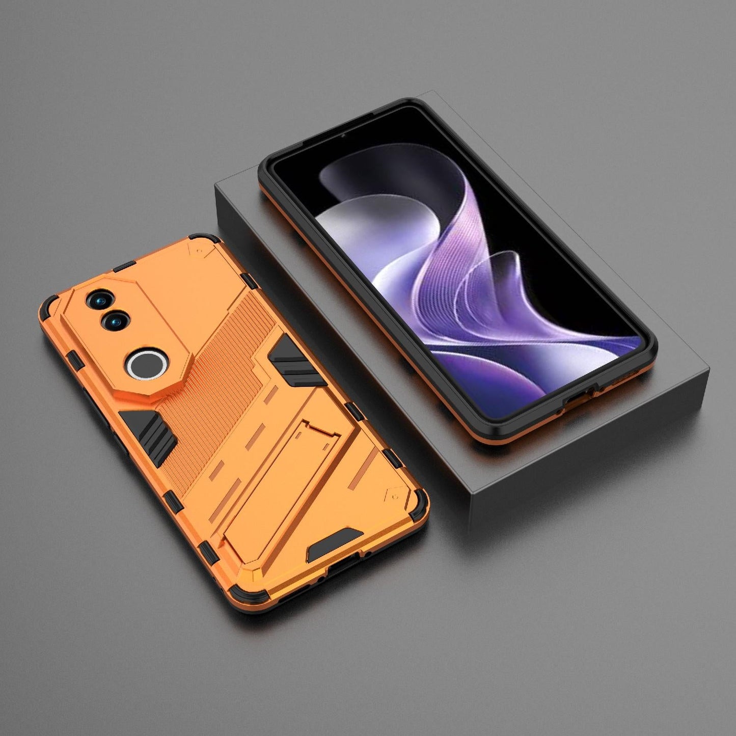 For vivo V50 5G Global Punk Armor 2 in 1 PC + TPU Phone Case with Holder(Orange)