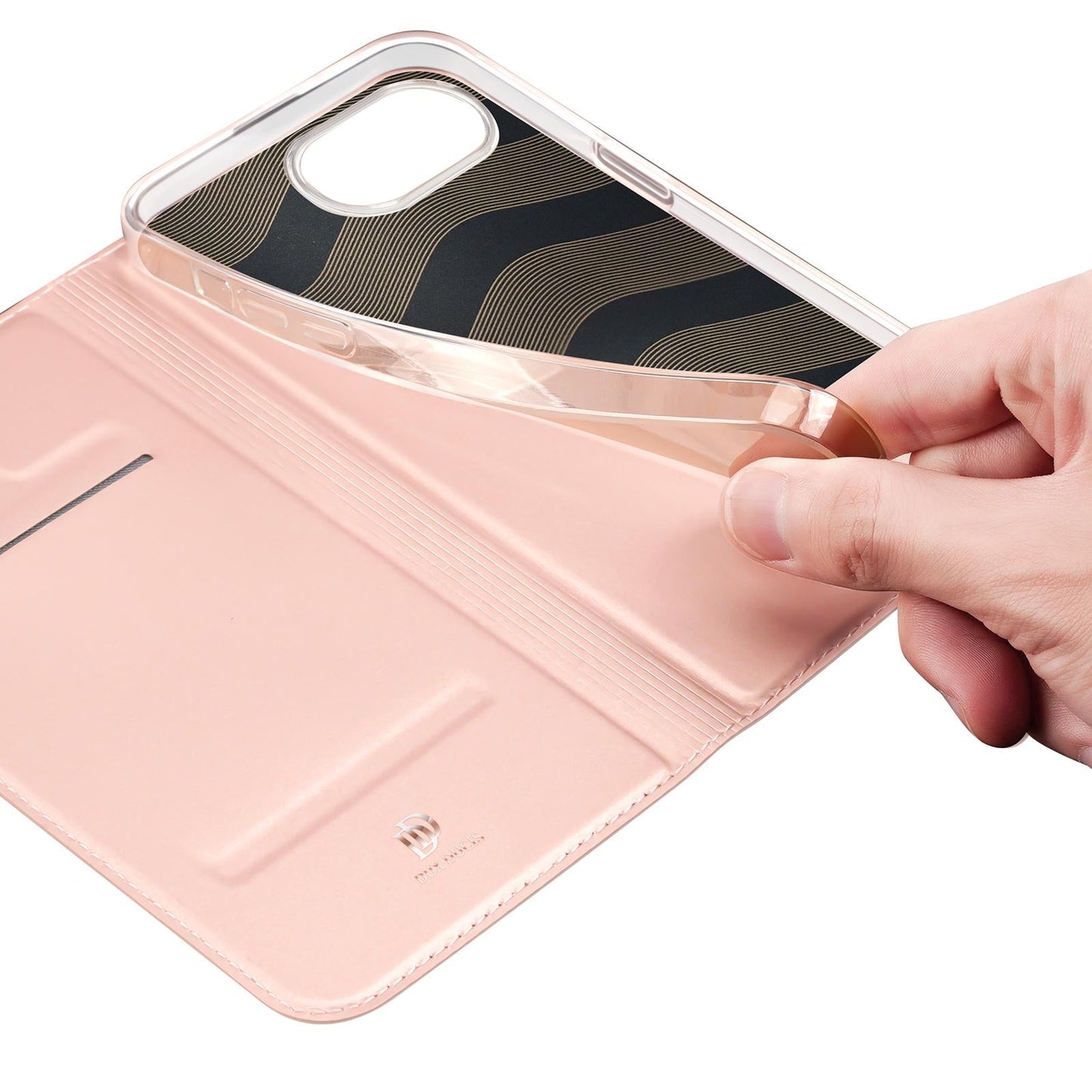 For iPhone 16e DUX DUCIS Skin Pro Series Flip Leather Phone Case(Rose Gold)