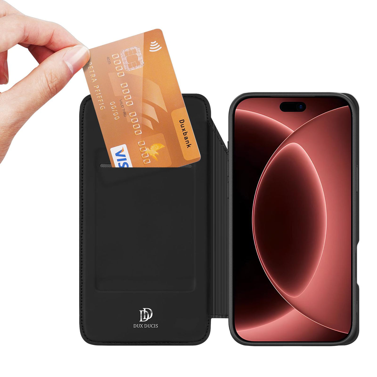 Compatible with iPhone 18 Pro Max DUX DUCIS Skin Pro Series Flip Leather Phone Case - Black