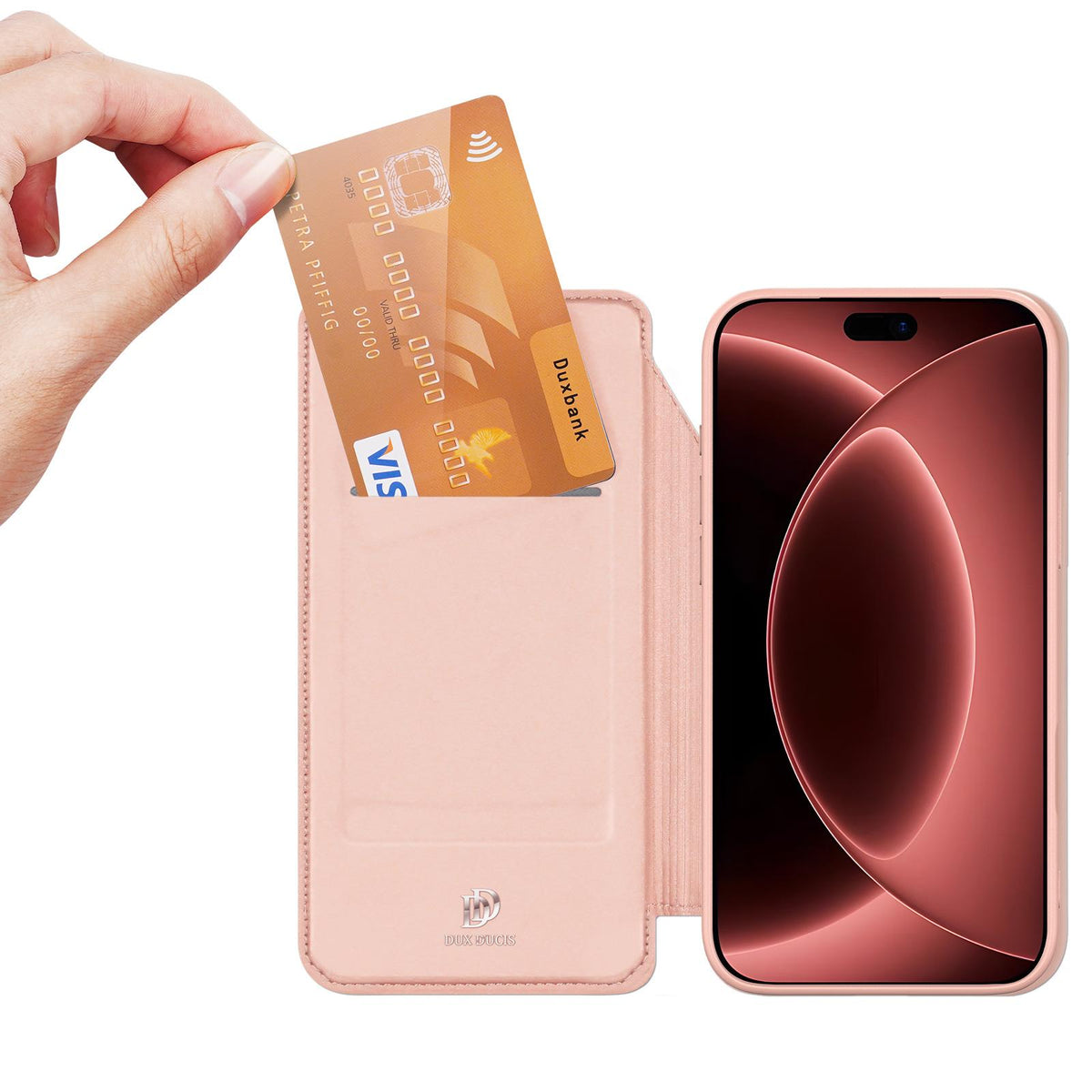 Compatible with iPhone 18 Pro Max DUX DUCIS Skin Pro Series Flip Leather Phone Case - Rose Gold