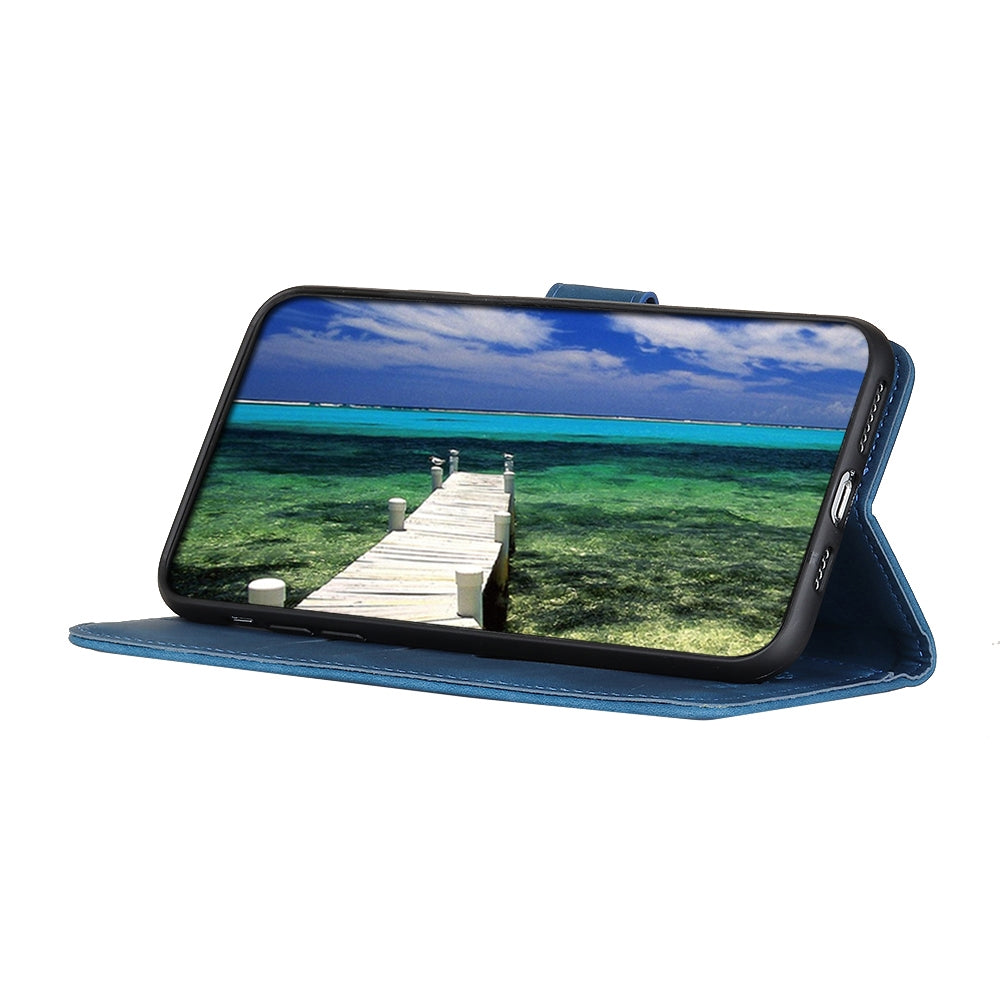 For iPhone 16e KHAZNEH Retro Texture Leather Phone Case(Blue)