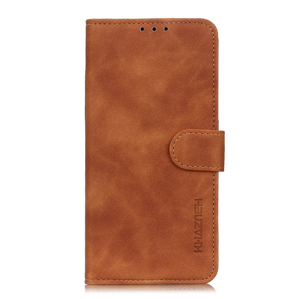 For iPhone 16e KHAZNEH Retro Texture Leather Phone Case(Brown)