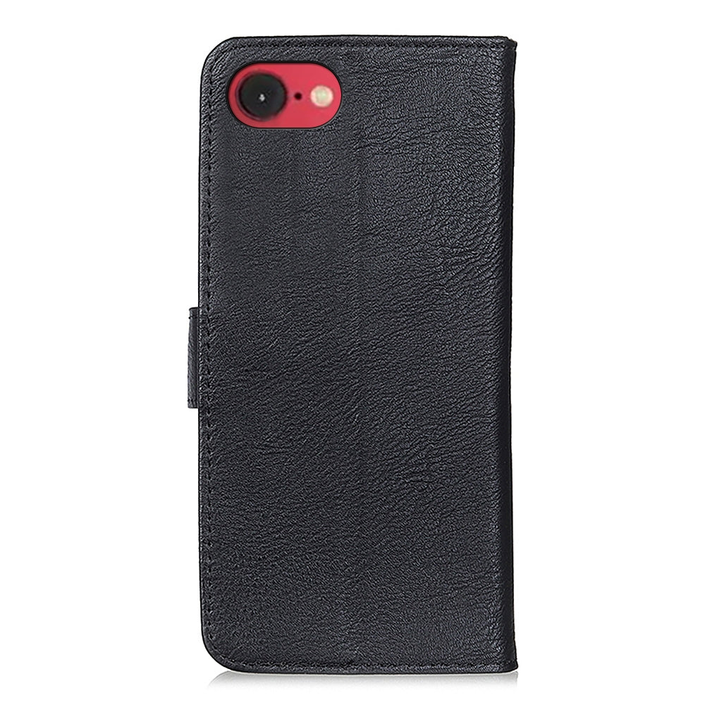 For iPhone 16e KHAZNEH Cowhide Texture Horizontal Flip Leather Phone Case(Black)