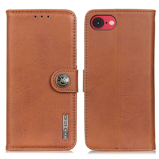 For iPhone 16e KHAZNEH Cowhide Texture Horizontal Flip Leather Phone Case(Brown)
