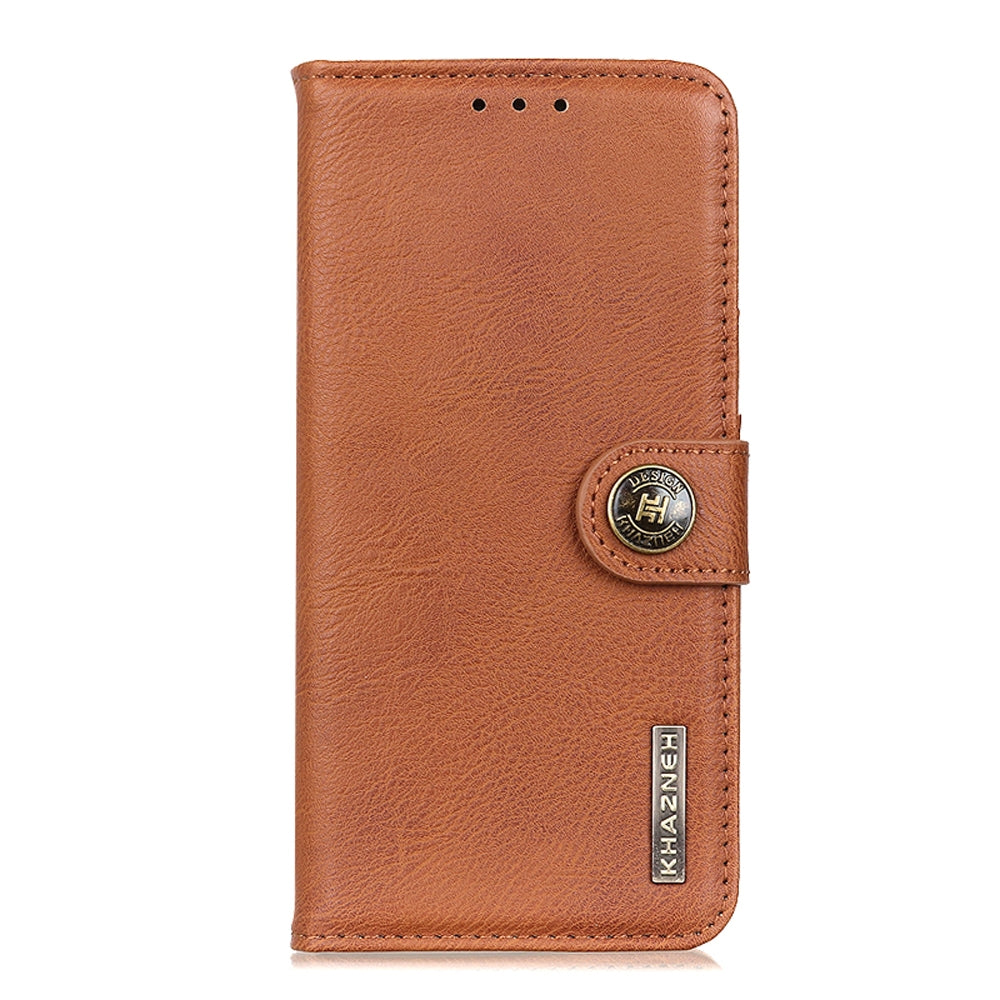 For iPhone 16e KHAZNEH Cowhide Texture Horizontal Flip Leather Phone Case(Brown)