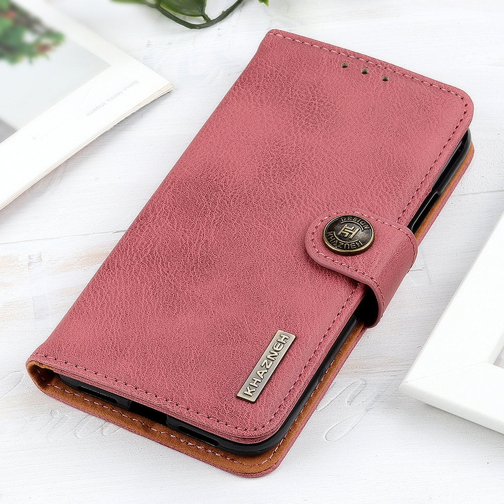 For iPhone 16e KHAZNEH Cowhide Texture Horizontal Flip Leather Phone Case(Pink)