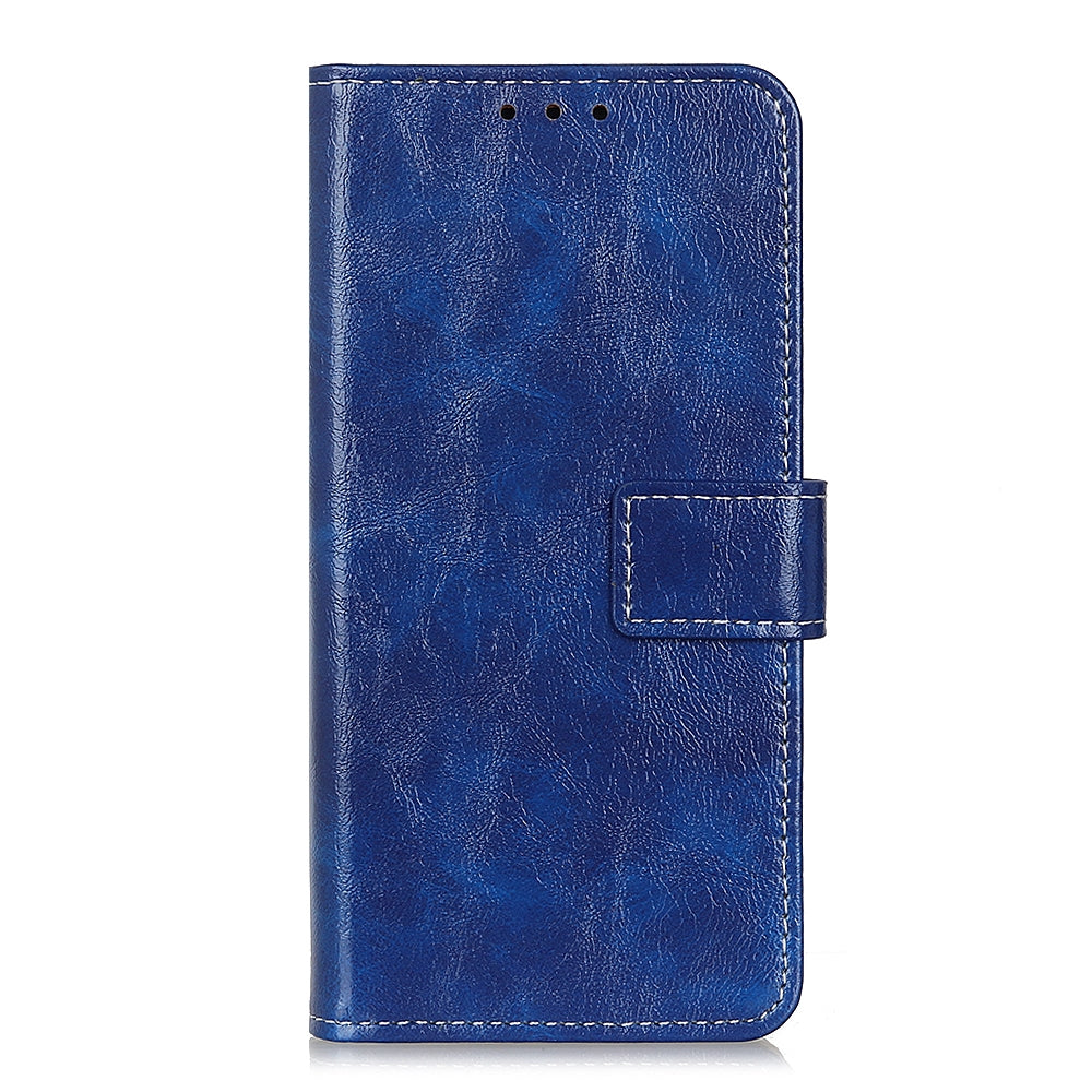 For iPhone 16e Retro Crazy Horse Texture Horizontal Flip Leather Phone Case(Blue)
