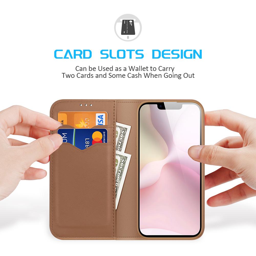 For iPhone 16e DUX DUCIS Hivo Series Cowhide + PU + TPU Flip Phone Case(Brown)