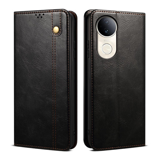 For vivo V50 Oil Wax Crazy Horse Texture Leather Phone Case(Black)