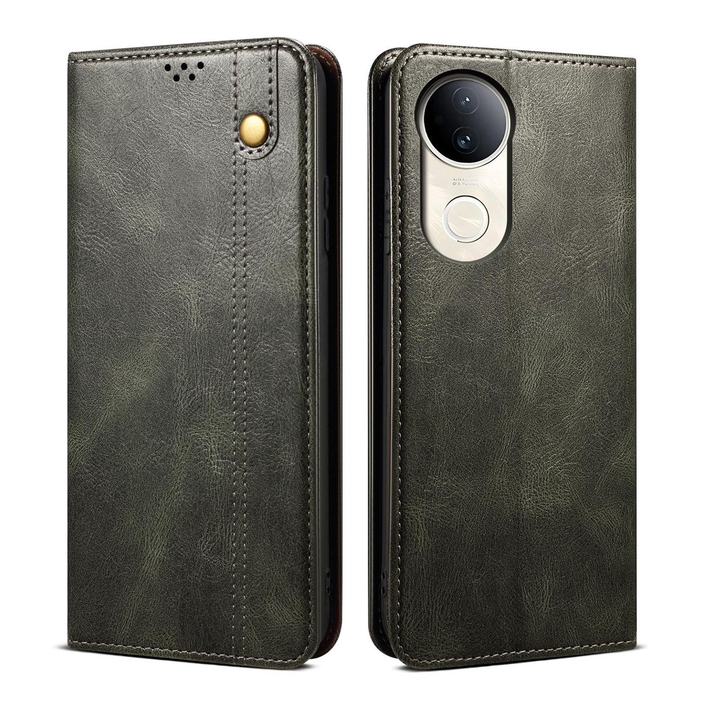 For vivo V50 Oil Wax Crazy Horse Texture Leather Phone Case(Green)