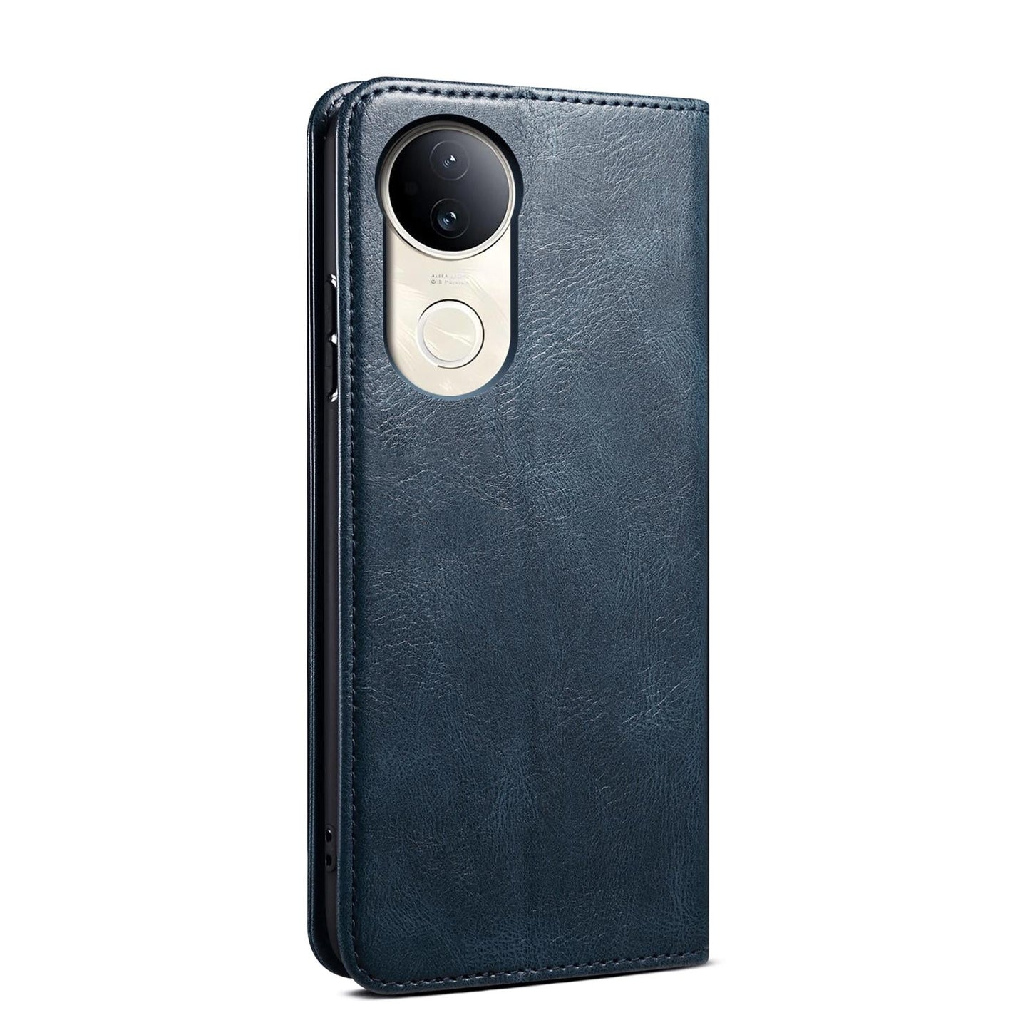 For vivo V50 Oil Wax Crazy Horse Texture Leather Phone Case(Blue)