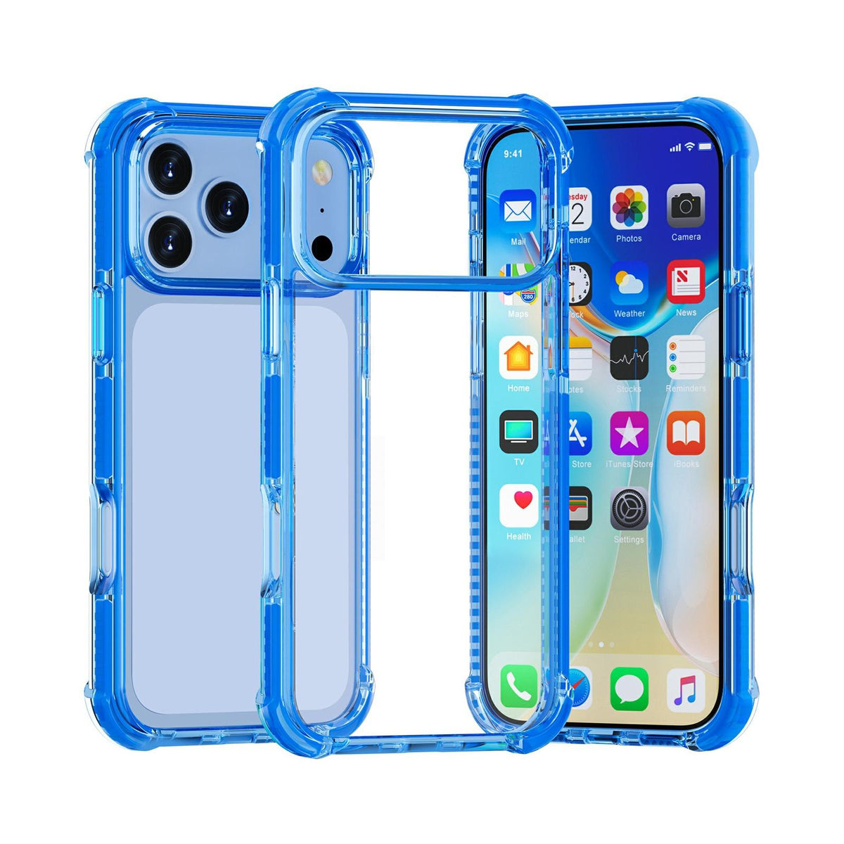 Compatible with iPhone 18 Pro Max & 17 Pro Max Four-corner Shockproof TPU Dual-Layer Acrylic Phone Case - Dark Blue