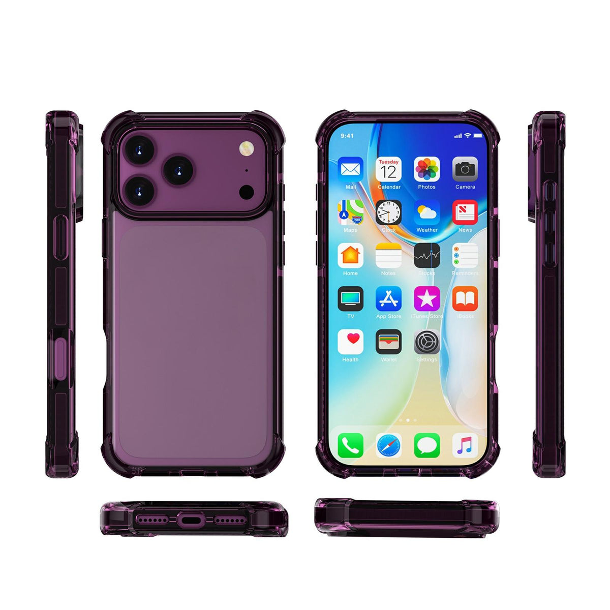 Compatible with iPhone 18 Pro Max & 17 Pro Max Four-corner Shockproof TPU Dual-Layer Acrylic Phone Case - Cherry Red