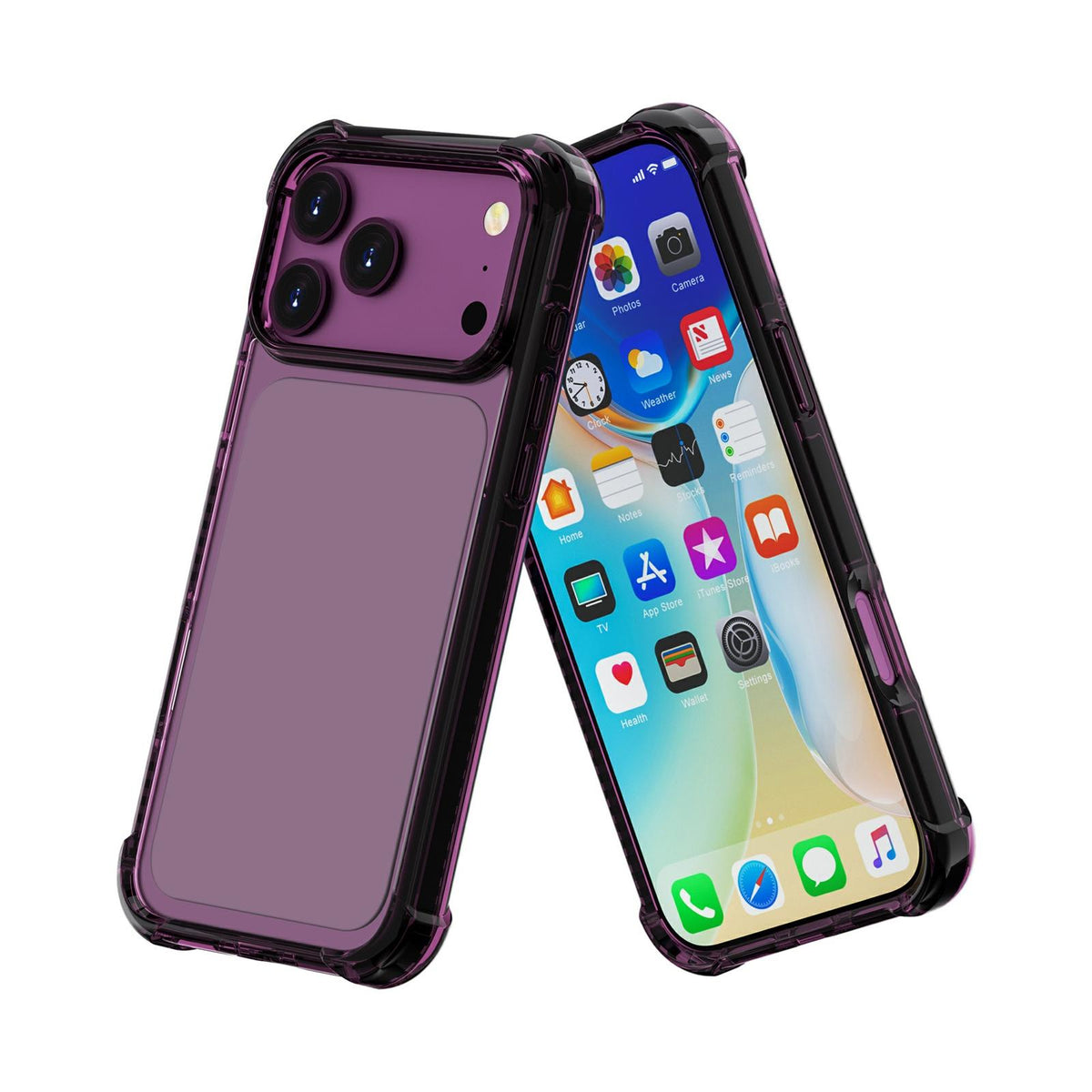 Compatible with iPhone 18 Pro Max & 17 Pro Max Four-corner Shockproof TPU Dual-Layer Acrylic Phone Case - Cherry Red