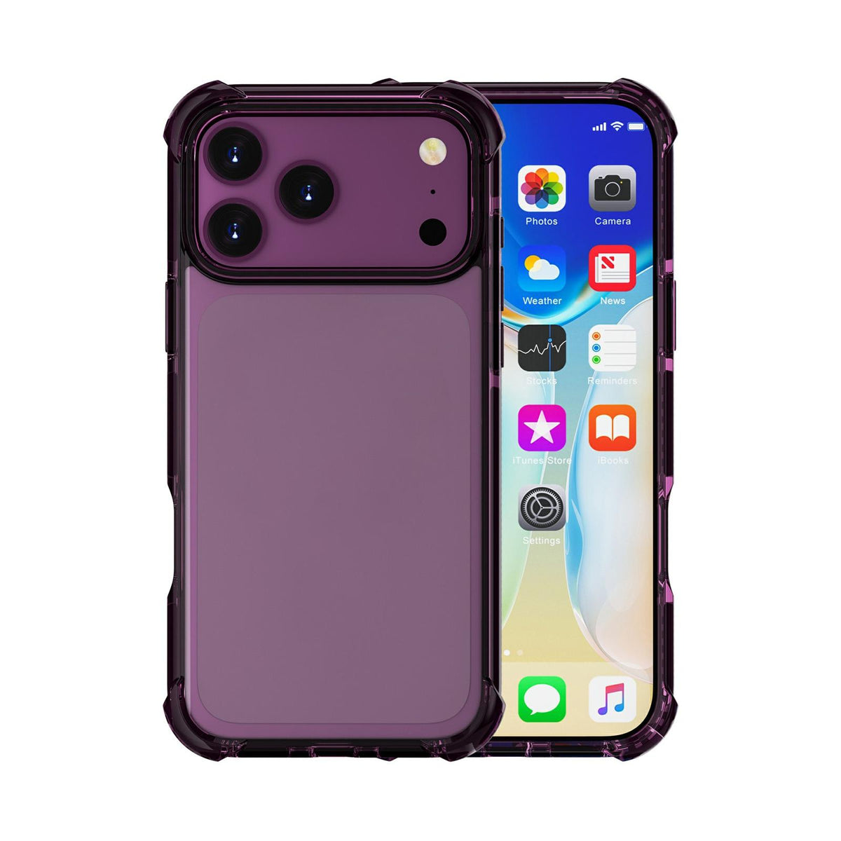 Compatible with iPhone 18 Pro Max & 17 Pro Max Four-corner Shockproof TPU Dual-Layer Acrylic Phone Case - Cherry Red