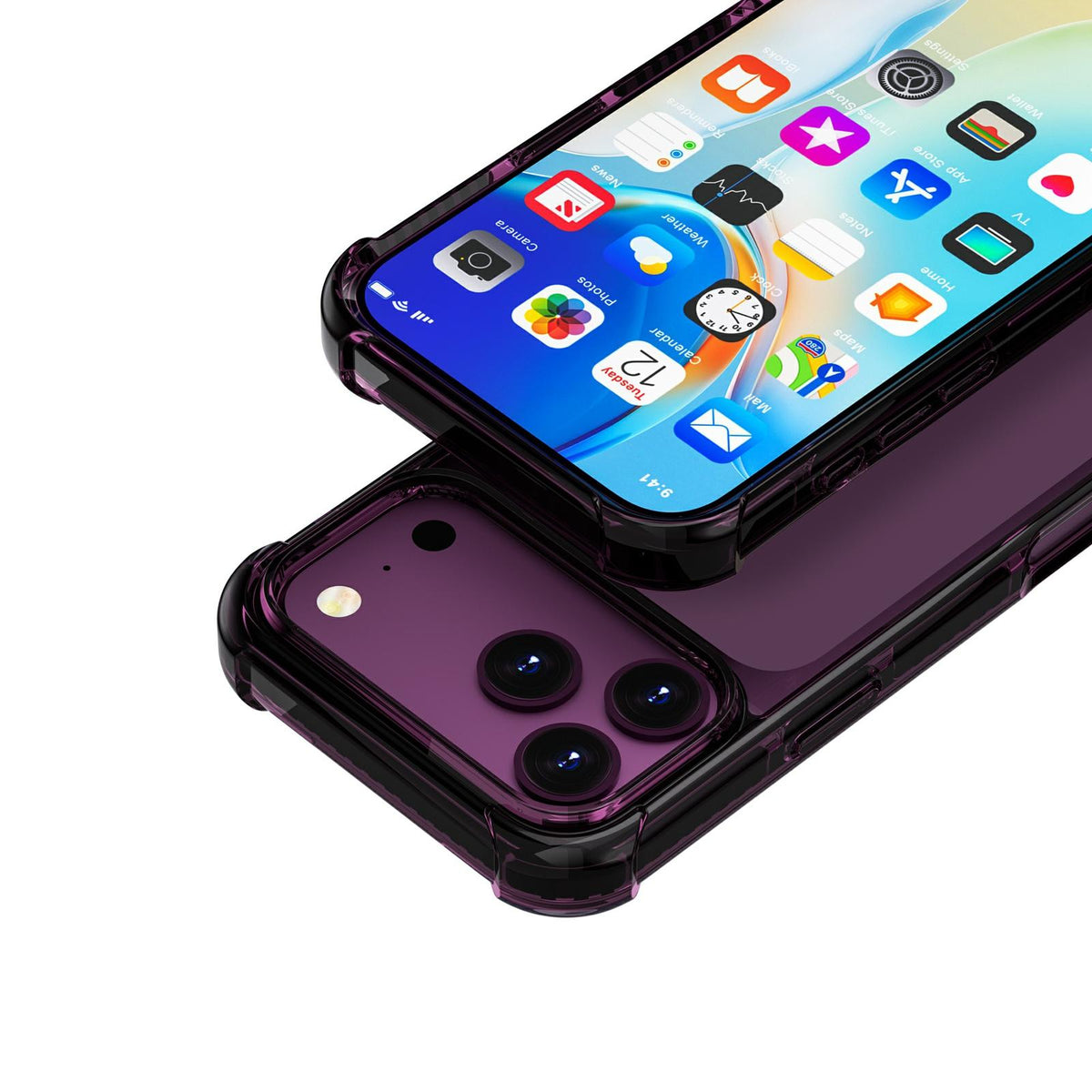 Compatible with iPhone 18 Pro Max & 17 Pro Max Four-corner Shockproof TPU Dual-Layer Acrylic Phone Case - Cherry Red