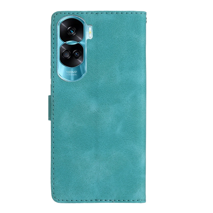 For Honor 90 Lite Flower Butterfly Embossing Pattern Leather Phone Case(Sky Blue)