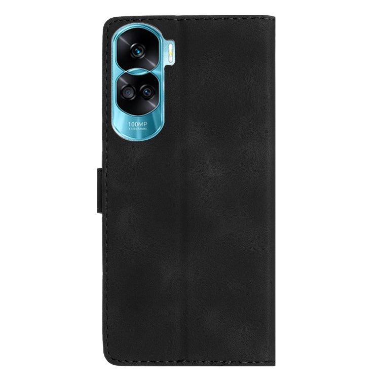 For Honor 90 Lite Flower Butterfly Embossing Pattern Leather Phone Case(Black)