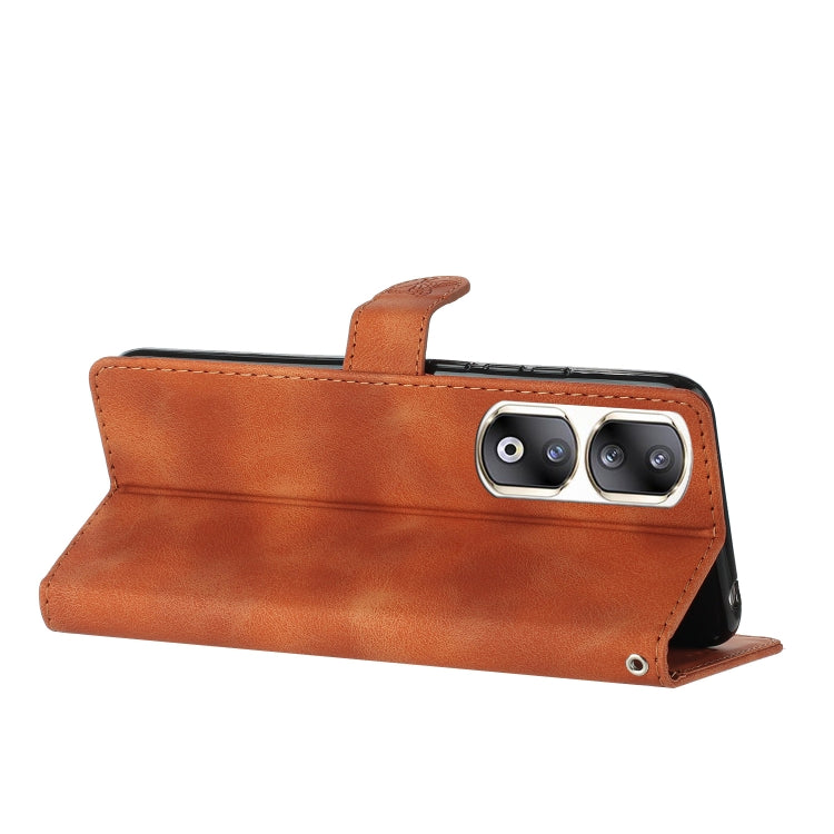 For Honor 90 Pro Flower Butterfly Embossing Pattern Leather Phone Case(Brown)