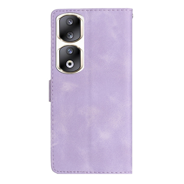 For Honor 90 Pro Flower Butterfly Embossing Pattern Leather Phone Case(Purple)
