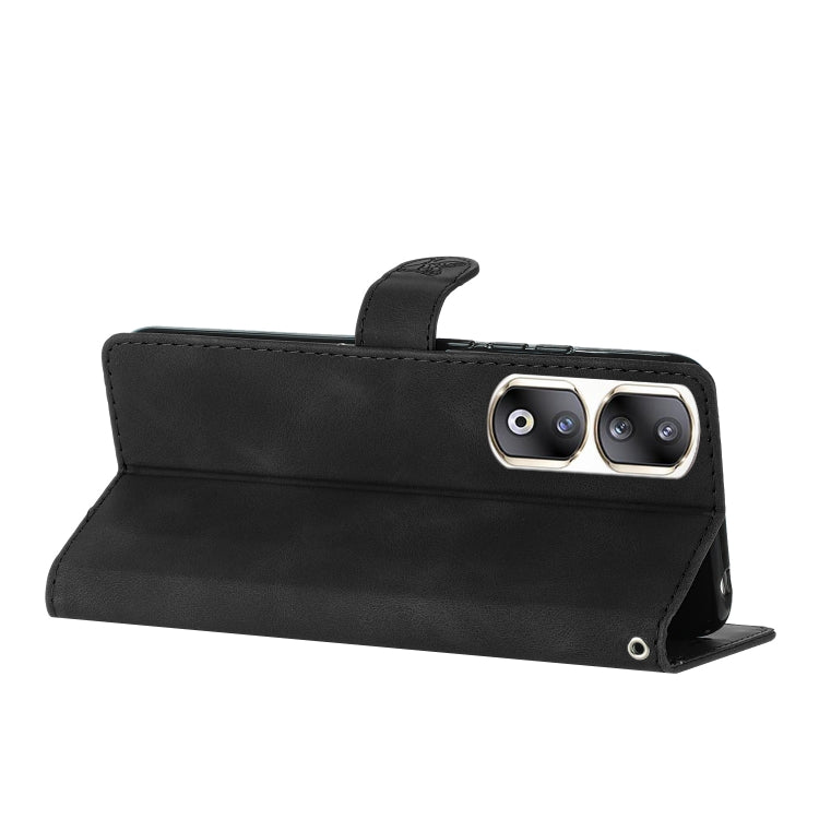 For Honor 90 Pro Flower Butterfly Embossing Pattern Leather Phone Case(Black)