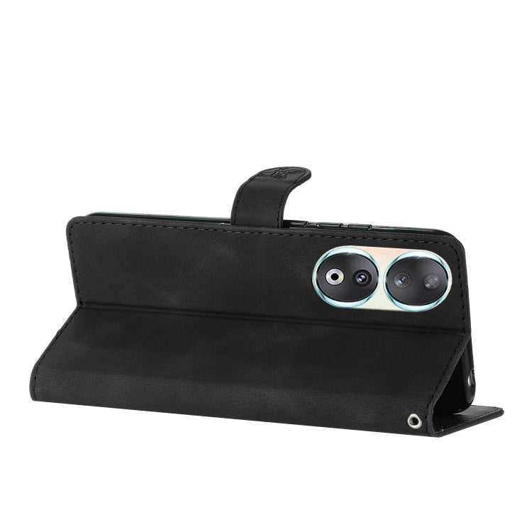 For Honor 90 Flower Butterfly Embossing Pattern Leather Phone Case(Black)