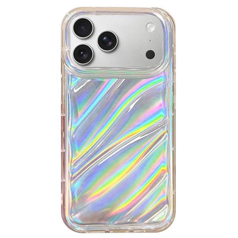 Compatible with iPhone 18 Pro Max Laser Sequin Waves TPU Phone Case - Transparent