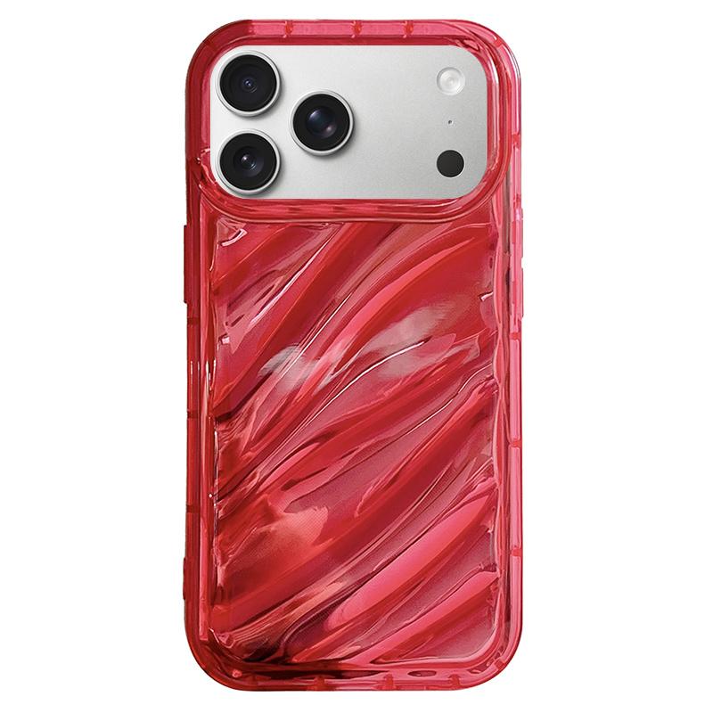 Compatible with iPhone 18 Pro Max Laser Sequin Waves TPU Phone Case - Red