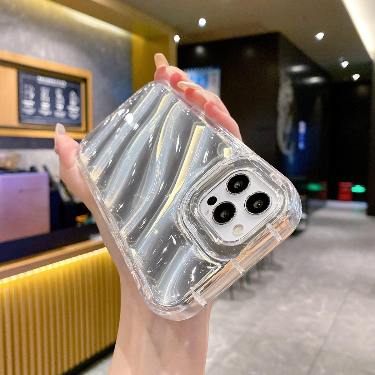 Compatible with iPhone 18 Pro Laser Sequin Waves TPU Phone Case - Transparent