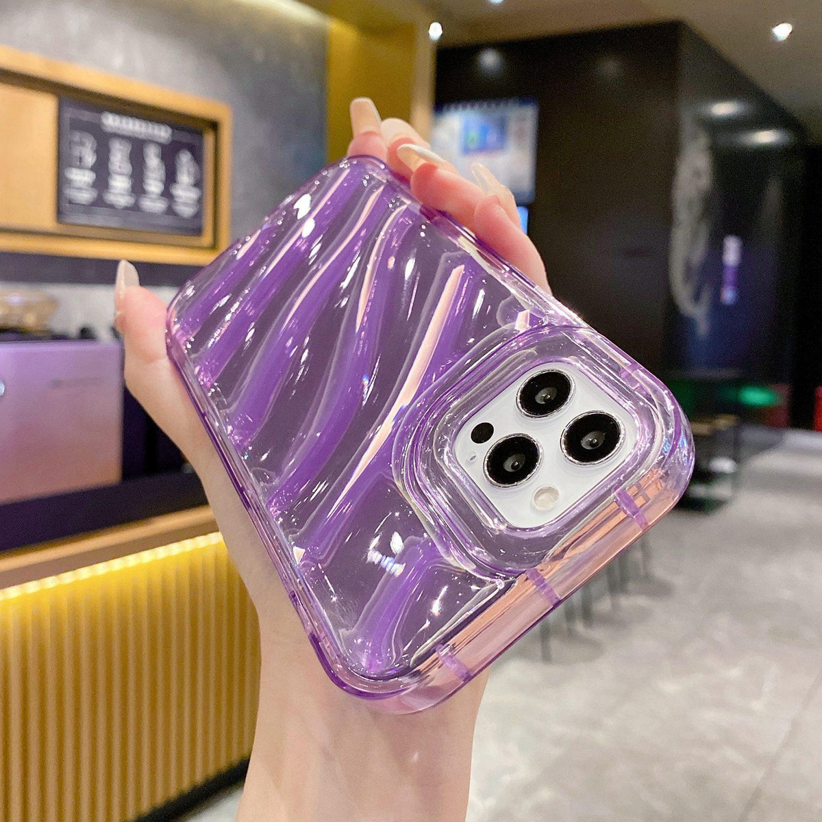 Compatible with iPhone 18 Pro Laser Sequin Waves TPU Phone Case - Purple