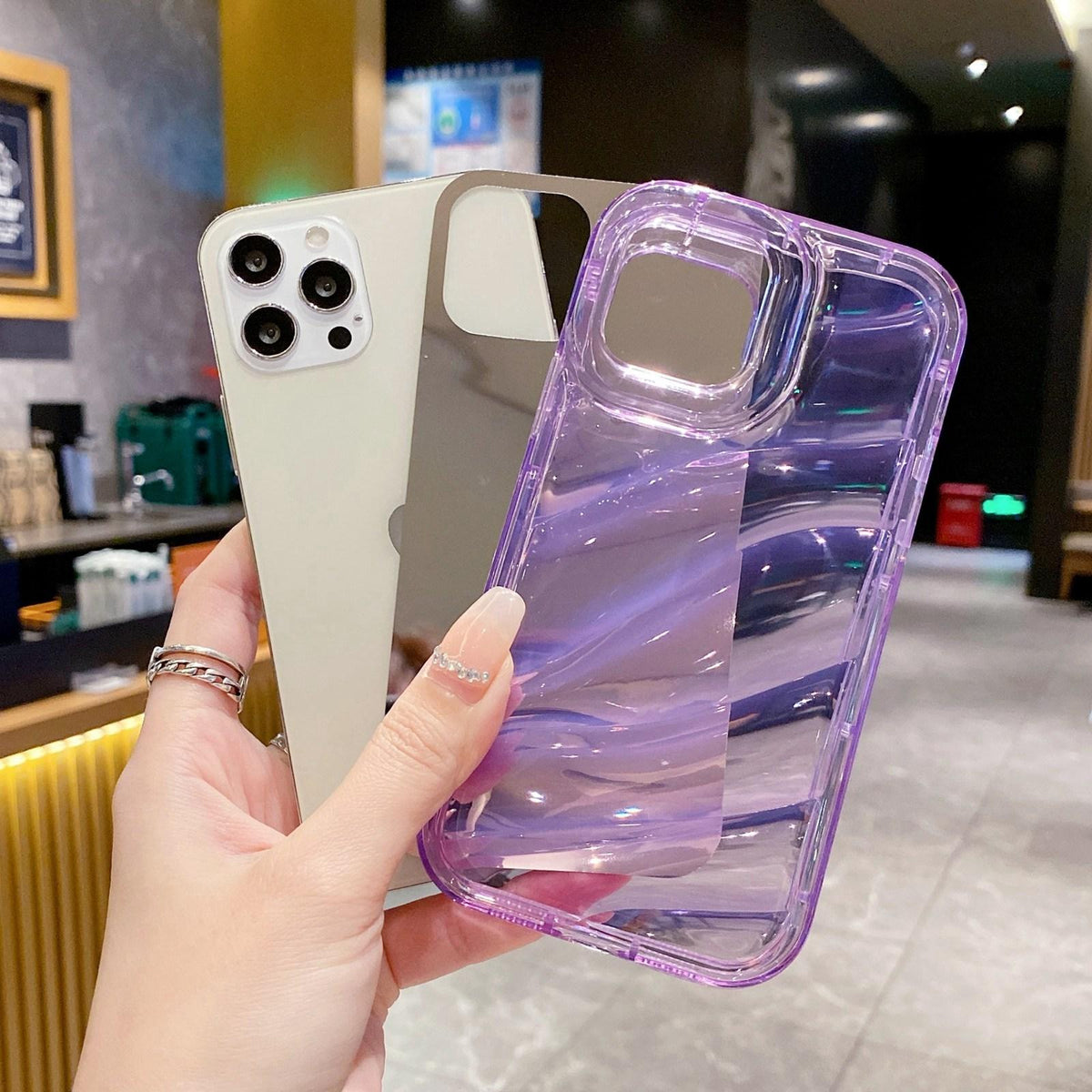 Compatible with iPhone 18 Pro Laser Sequin Waves TPU Phone Case - Purple