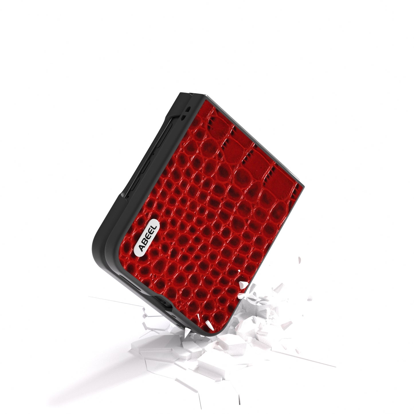 For Motorola Razr 50 Ultra ABEEL Genuine Leather Crocodile Pattern Black Edge Phone Case(Red)