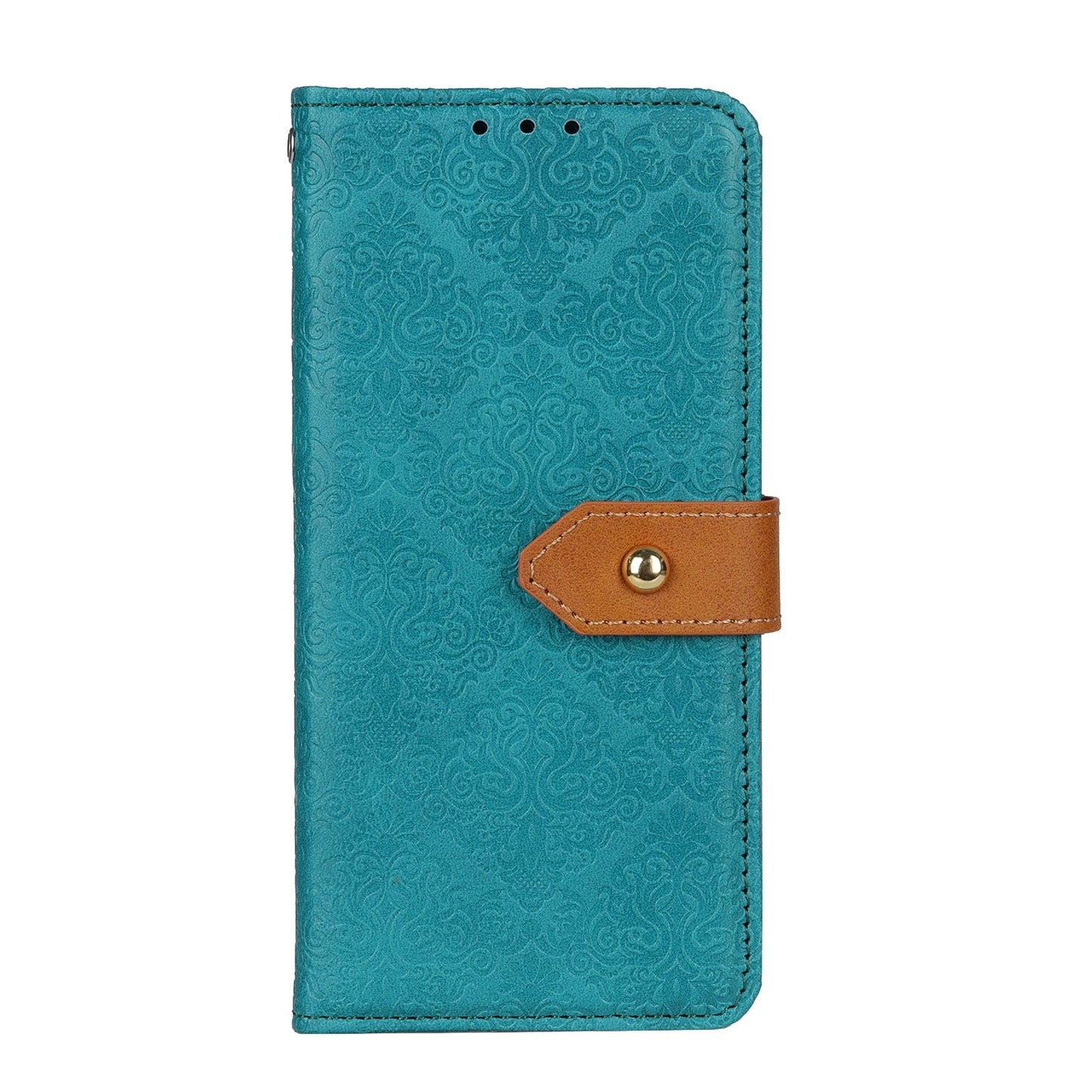 For iPhone 16e European Floral Embossed Leather Phone Case(Blue)