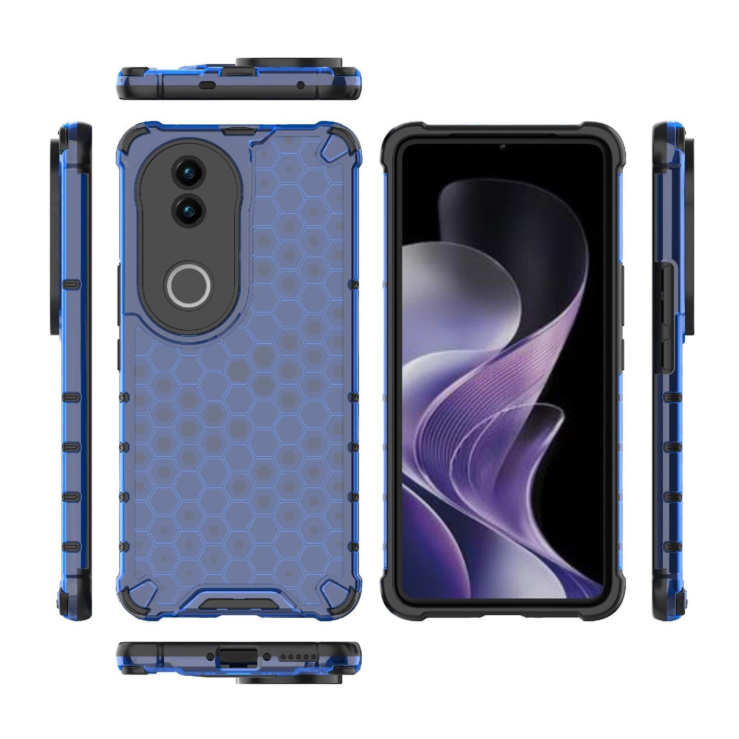 For vivo V50 5G Global Shockproof Honeycomb PC + TPU Phone Case(Blue)