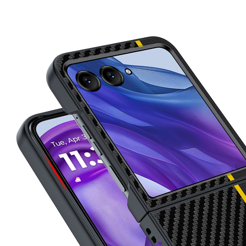For Motorola Razr 50 Ultra Ultra-thin Carbon Fiber Texture Printing Phone Case(Black Red)