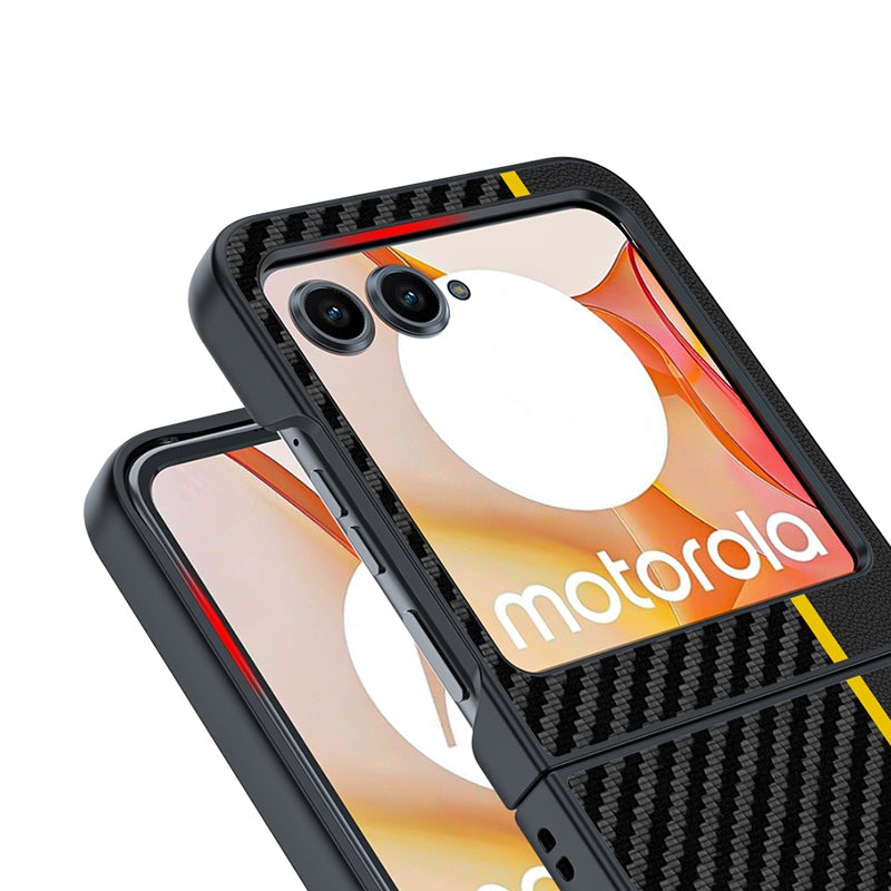 For Motorola Razr 50 Ultra-thin Carbon Fiber Texture Printing Phone Case(Black Red)