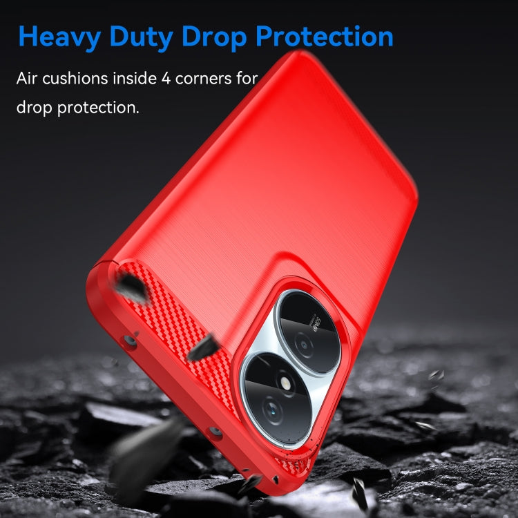 For Honor Play 8T Brushed Texture Carbon Fiber TPU Phone Case(Red)