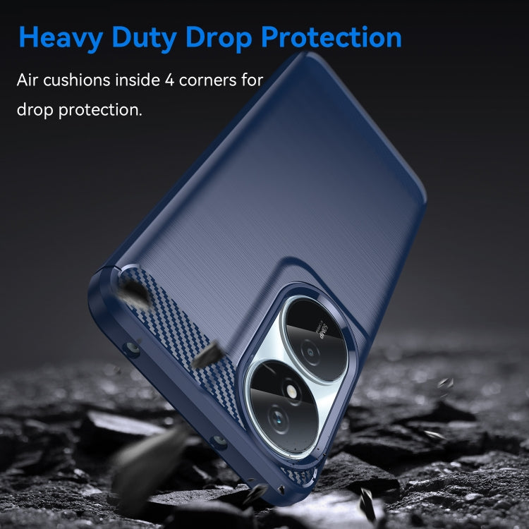 For Honor Play 50 Plus Brushed Texture Carbon Fiber TPU Phone Case(Blue)