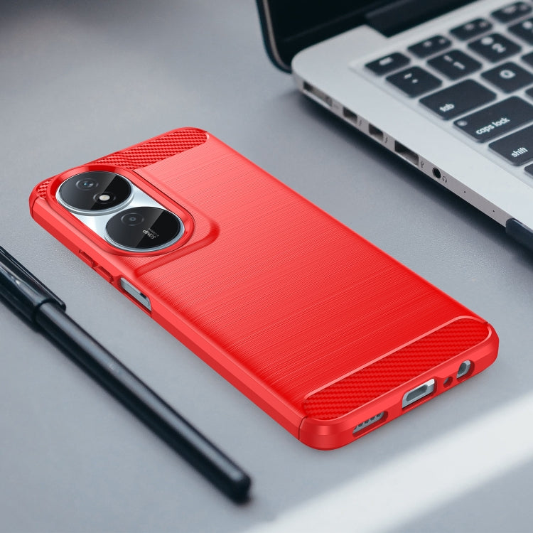 For Honor Play 50 Plus Brushed Texture Carbon Fiber TPU Phone Case(Red)
