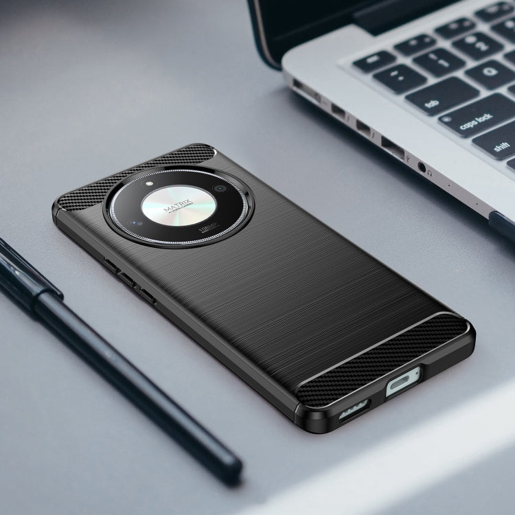 For Honor X9B Brushed Texture Carbon Fiber TPU Phone Case(Black)