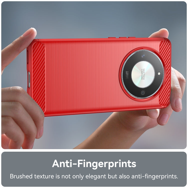 For Honor X9B Brushed Texture Carbon Fiber TPU Phone Case(Red)