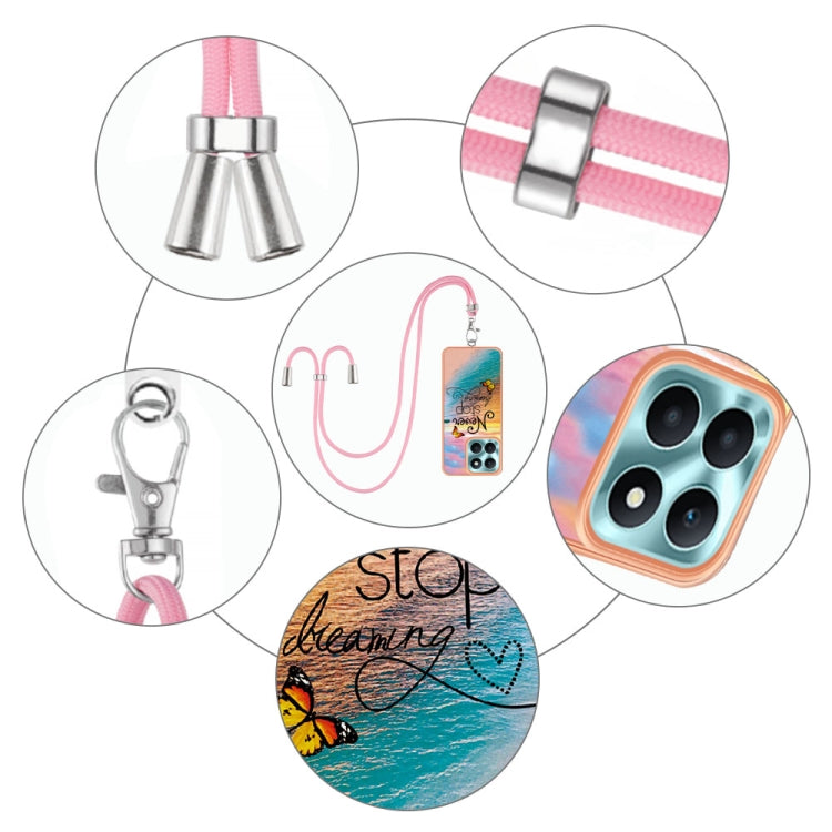 For Honor X6a Electroplating IMD TPU Phone Case with Lanyard(Dream Butterfly)