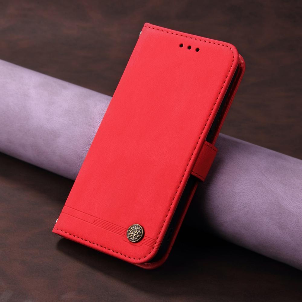 For vivo V50 Skin Feel Life Tree Metal Button Leather Phone Case(Red)