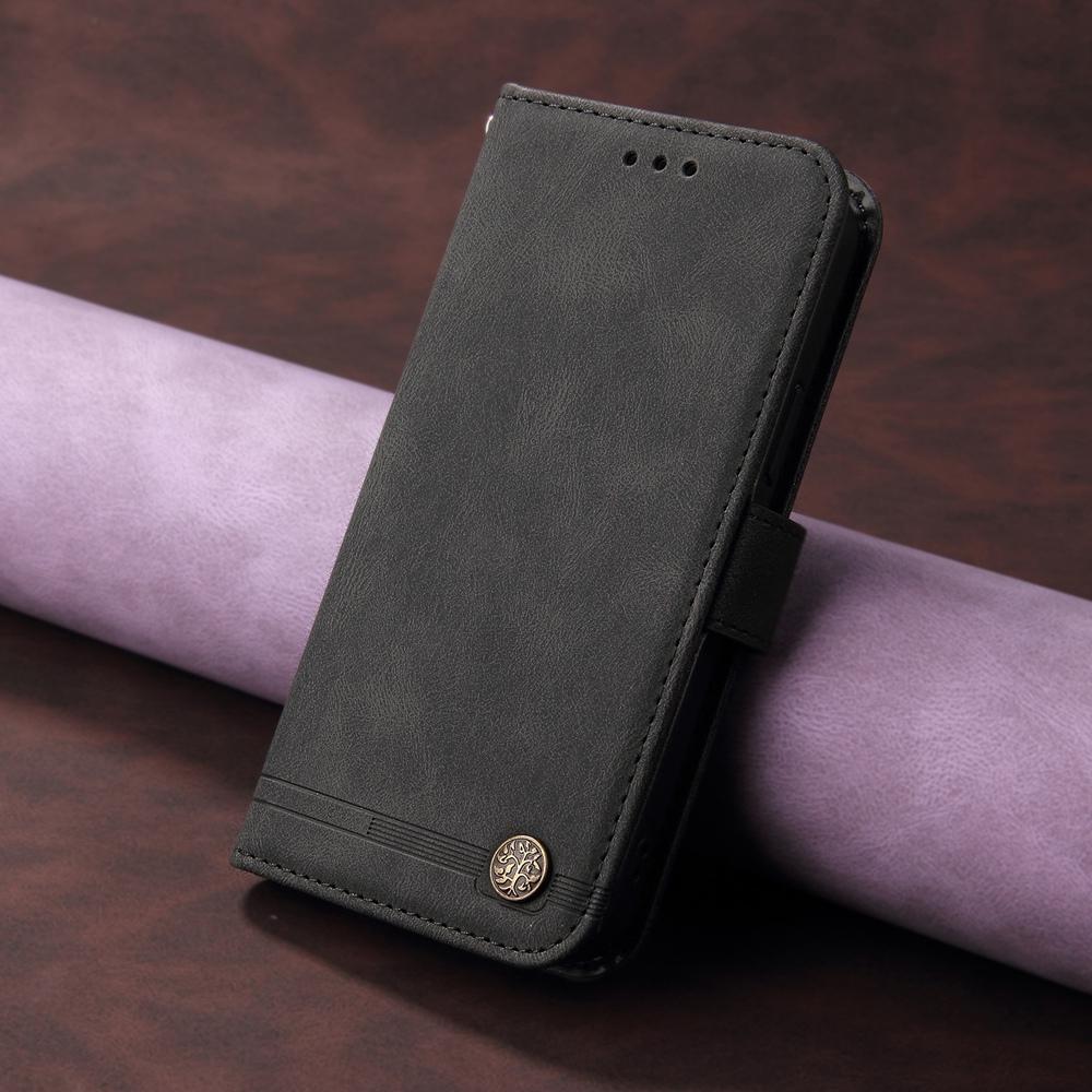 For vivo V50 Skin Feel Life Tree Metal Button Leather Phone Case(Black)
